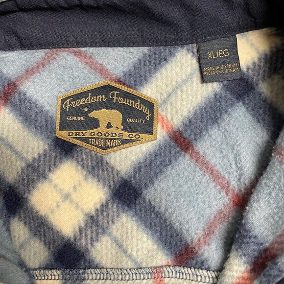 FREEDOM FOUNDRY FLEECE SHIRT SHACKET MENS XL PLUSH BUTTON UP BLUE LUMBERJACK - Picture 4 of 10